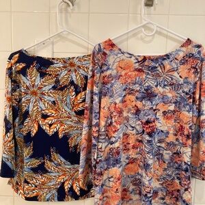 Lot of two Peck and Peck Floral Print Women's Tops - Multicolor